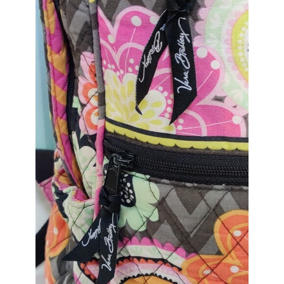 Vera Bradley Ziggy Zinnia Large School Backpack Pink Orange Floral Colorful Fade - Picture 6 of 15